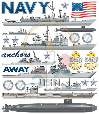 Sticker Sheet, Navy Vessels